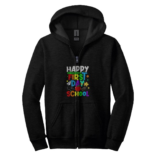 Happy First Day Of School Teacher Student Back To School Kid 2 Zip Hoodies