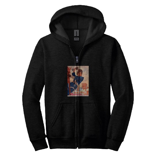 Chinese Communist Utility Worker Mandarin Cute China Zip Hoodies