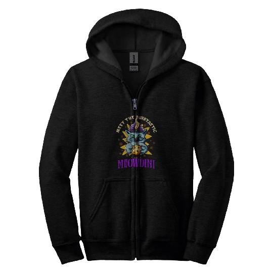 Meowdini Cat Magician Wizard Feline Fortune Teller Pet Fun Zip Hoodies