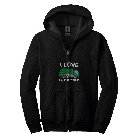 I Love Garbage Trucks Funny Garbage Truck Driver Worker Zip Hoodies