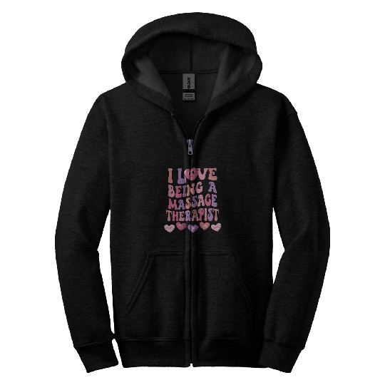 I Love Being A Massage Therapist Valentines Day Hearts Zip Hoodies