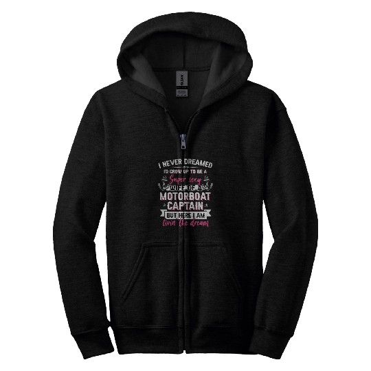 Funny Motorboat Captain Wife Boating Women Boat Captain Zip Hoodies