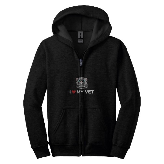 I Love My Vet Veterinarian Cat Lover Cute Cat Kitten Zip Hoodies