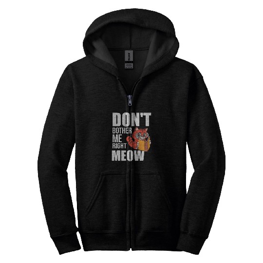 Dont Bother Me Right Meow Cute Cat Reading Book Bookworm Zip Hoodies