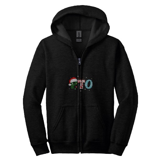 PTO Santa Hat Reindeer Parent Teacher Organization Christmas Zip Hoodies