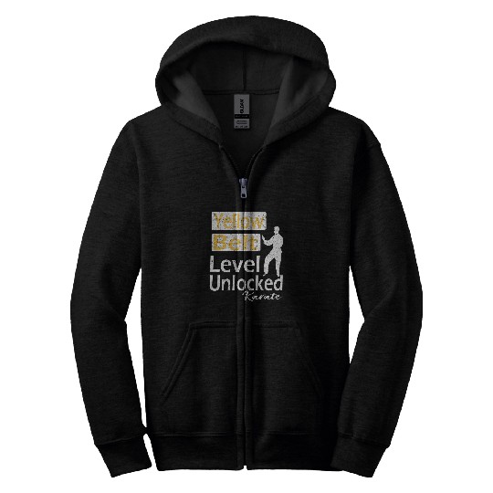 Yellow Belt Level Unlocked Achievement Karate Keep Training Zip Hoodies