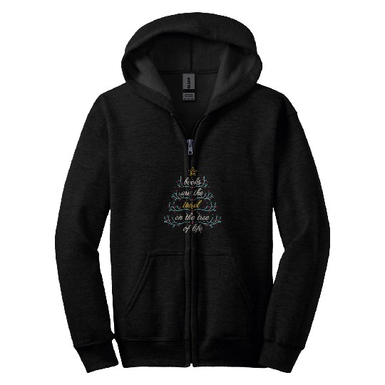 Book Lover Christmas Books Are The Tinsel Tree Of Life Zip Hoodies
