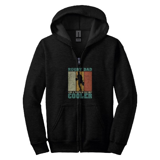 Mens vintages Retro Rugby Dad Like A Regular Dad Fathers Day Zip Hoodies