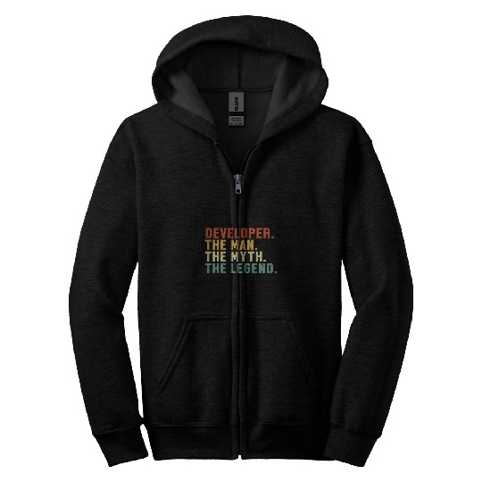 Mens Developer Man Myth Legend Coder Engineer Software Developer Zip Hoodies