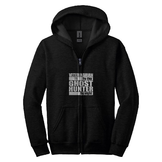 Veterinarian by Day ghosts Hunter by Night Vet Halloween Zip Hoodies