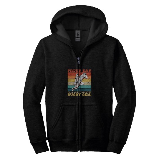 Mens Rugby Sport Design for a Proud Dad of a Rugby Girl Zip Hoodies