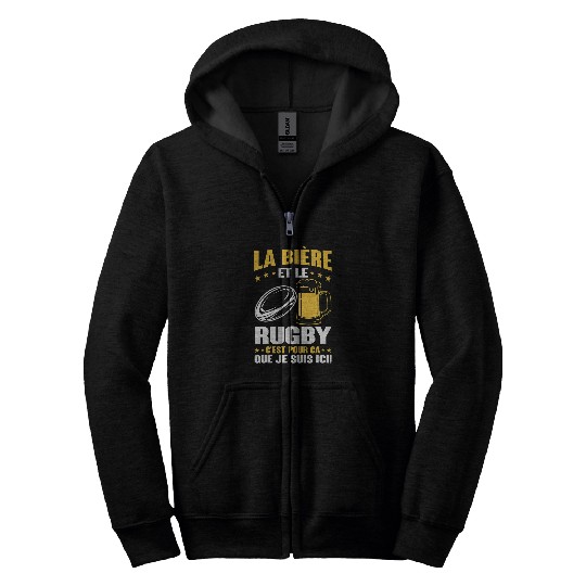 mens sporty rugby player cool men rugby and beer Zip Hoodies