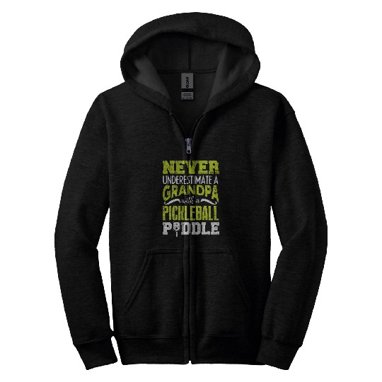 Funny Pickleball Paddle Graphic for Men Pickleball Player Zip Hoodies