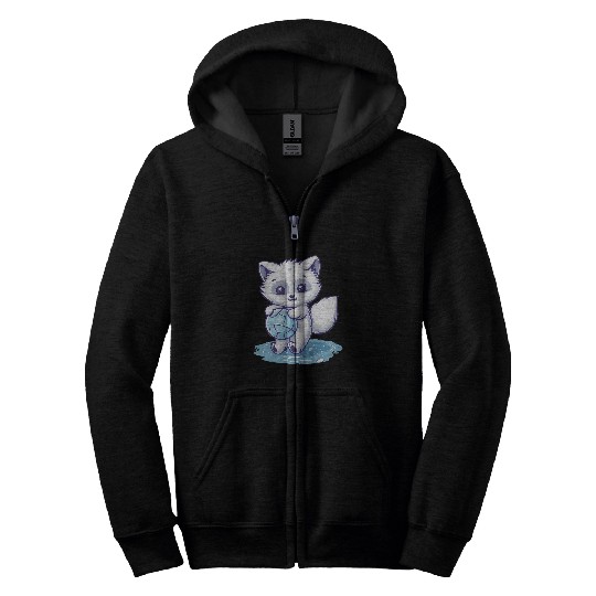 Cute Arctic Fox Water Polo Zip Hoodies