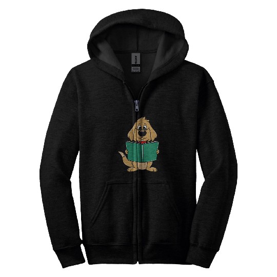 Cute Dog Reading A Human Training Book Funny Dog Zip Hoodies