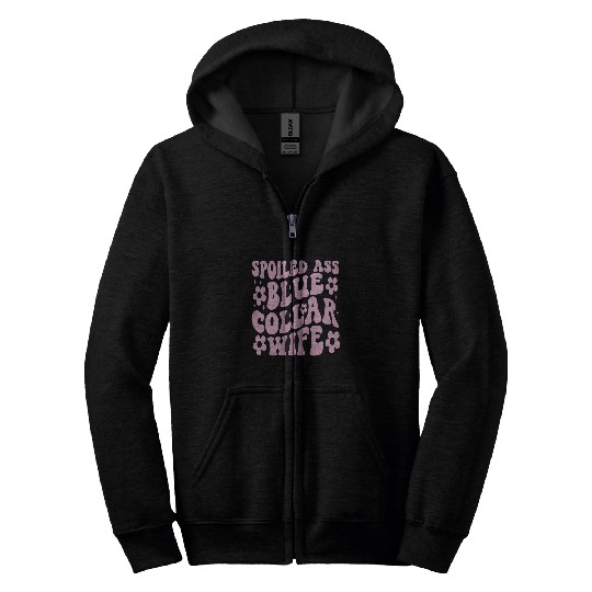 Somebodys Spoiled Blue Collar Wife Funny Collar Worker Club 2 Zip Hoodies