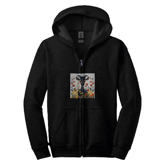 Gnu Flowers With Hearts Around Boho Style Graphic 2 Zip Hoodies