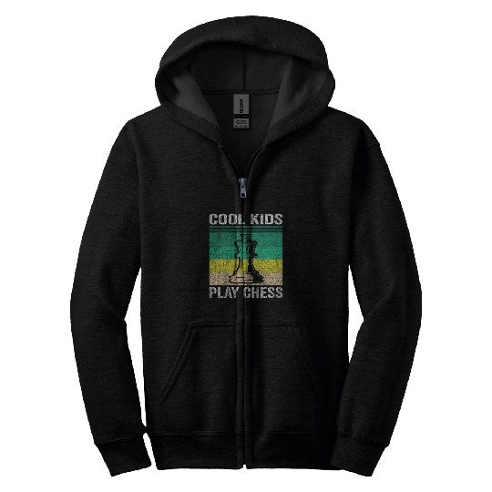 Cool Kids play Chess Kids Chess vintagess Chess Players Girls Zip Hoodies