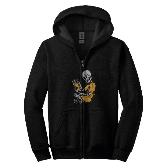 Skeletons Reading Book Halloween Costume Reader Bookaholic Zip Hoodies