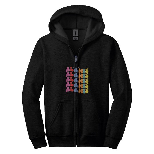 Girl Retro Alanis First Name Personalized Groovy 80s 1 Zip Hoodies
