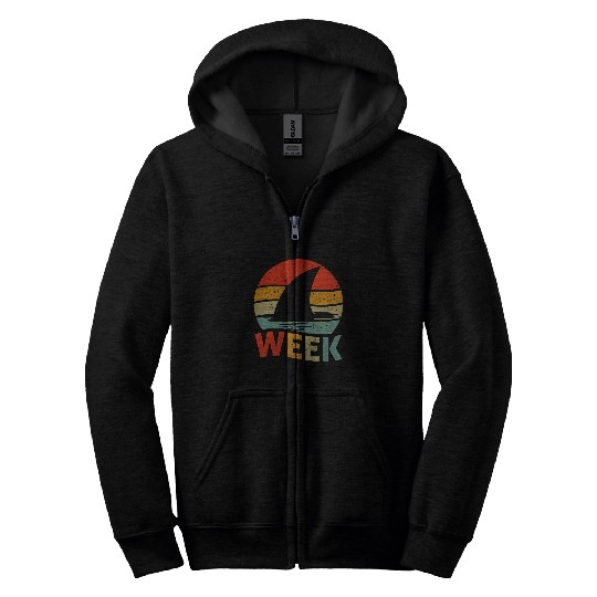 2024 Week Retro Shark Fin Lover Sea Ocean Animal Summer Trip 6 Zip Hoodies