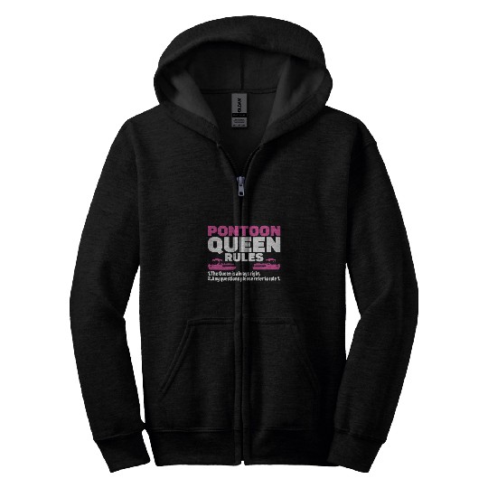 Pontoon Queen Pontooning Pontoon Boat Life Flatboat For Girl 3 Zip Hoodies