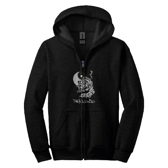 Taekwondo yin yang tiger Zip Hoodies