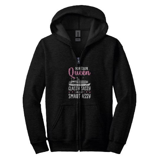 Pontoon Queen Woman Girls Gift Pontoon Boat Gift 3 Zip Hoodies