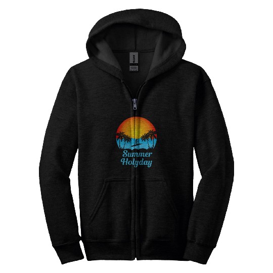 Summer Holiday Tropical Palm Trees Beach Island Zip Hoodies