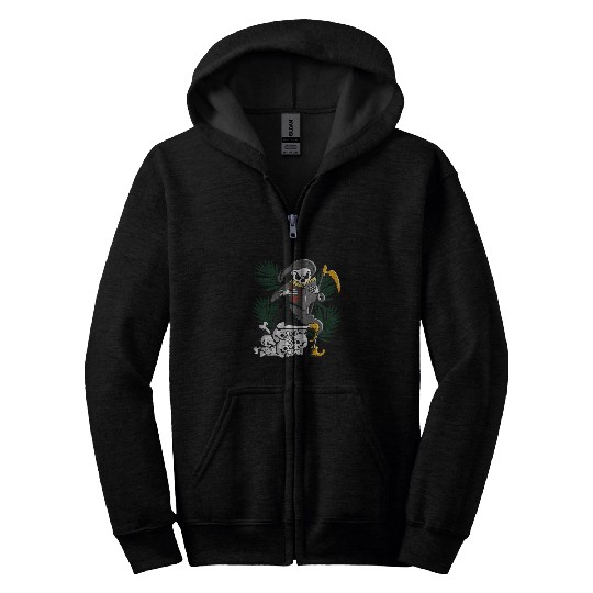 Skeletons Reading A Book for Readers Creepy Skeletons Zip Hoodies