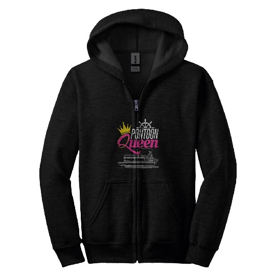 Pontoon Queen Funny Pontoon Boat Pontooning Party Boat Zip Hoodies
