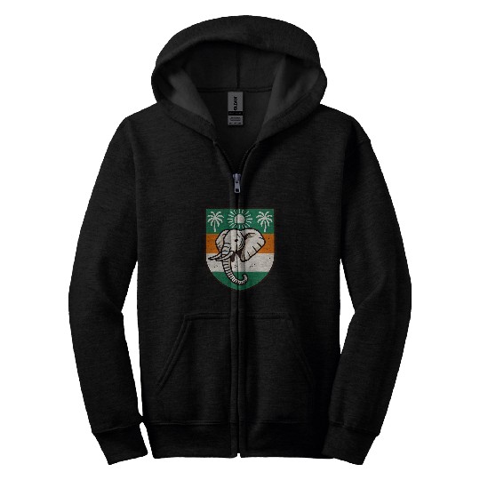 Ivory Coast Ivorian Elephant Flag Wear Zip Hoodies