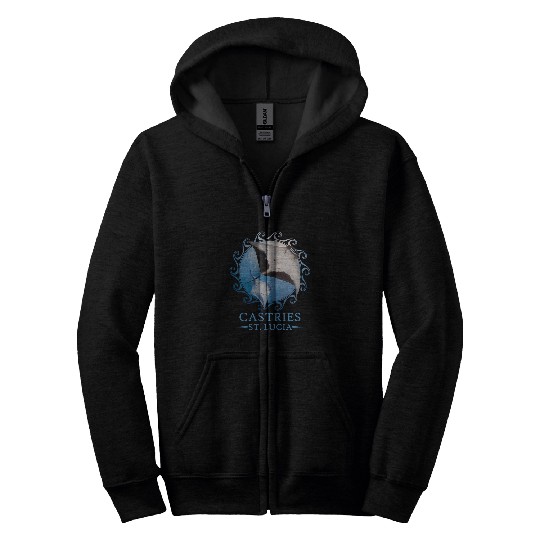 Castries St Lucia Stingray Manta Ray Ocean Animals Zip Hoodies