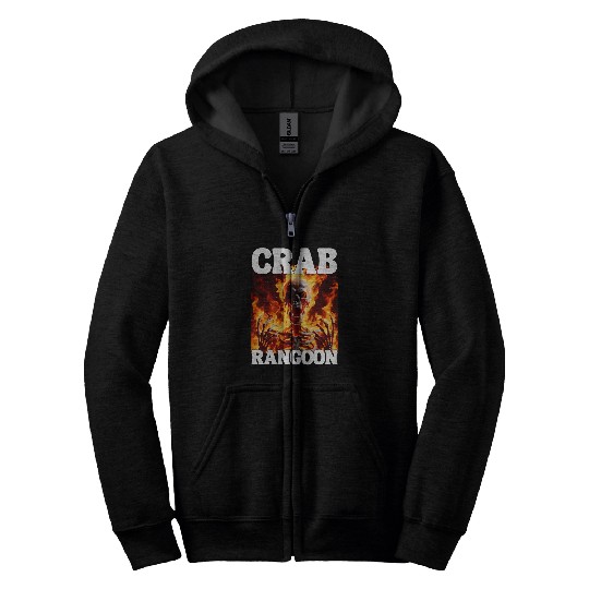 Crab Rangoon Funny Cringe Hard Skeletons Meme Flames Zip Hoodies
