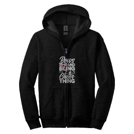 Bows And Bling It s A Cheer Thing Funny Cheerleader Zip Hoodies