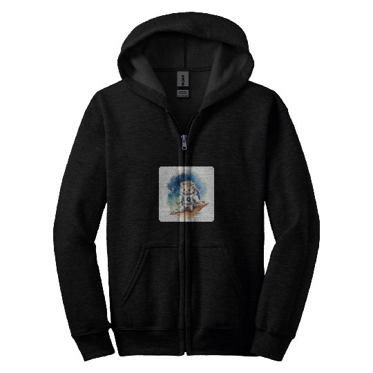 Astronaut Hedgehog On Moon Space Exploration Celestial Zip Hoodies