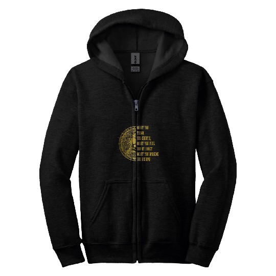 Buddha Buddhism Quote Mandala Meditation Spiritual Yoga Yogi Zip Hoodies