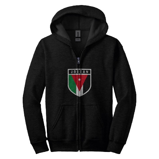 Jordanian Flag Shield Classic Pocket Badge Style Zip Hoodies