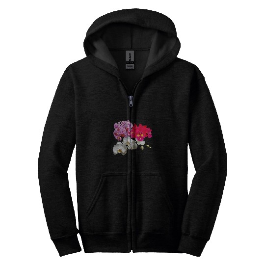 Orchids tropical flowers gift for mom dad or gardeners 2 Zip Hoodies