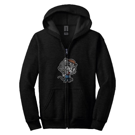 Cute Kawaii Cat Chess Player Cat Lover Zip Hoodies