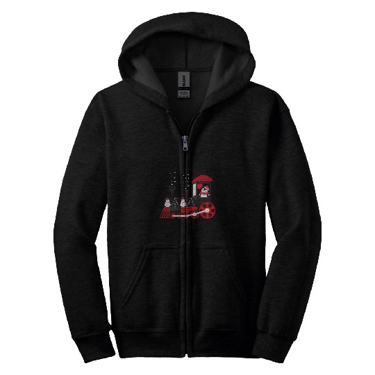 Penguin Riding Train Cute Christmas Penguin Boys Girls Kids Zip Hoodies