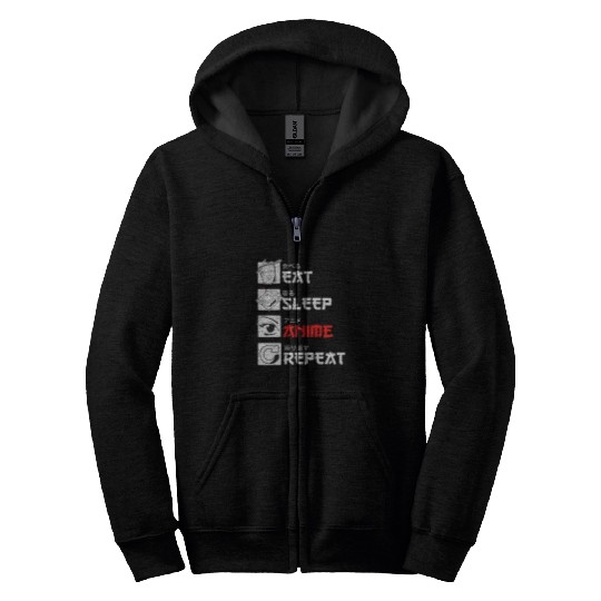 Eat Sleep Anime Repeat for Manga fans anime Zip Hoodies