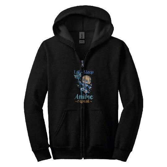 Eat Sleep Anime Repeat I Chibi Kawaii Cosplay Zip Hoodies