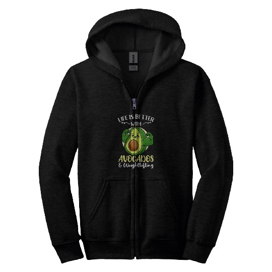 Life Is Better With Avocados Weightlifting Zip Hoodies