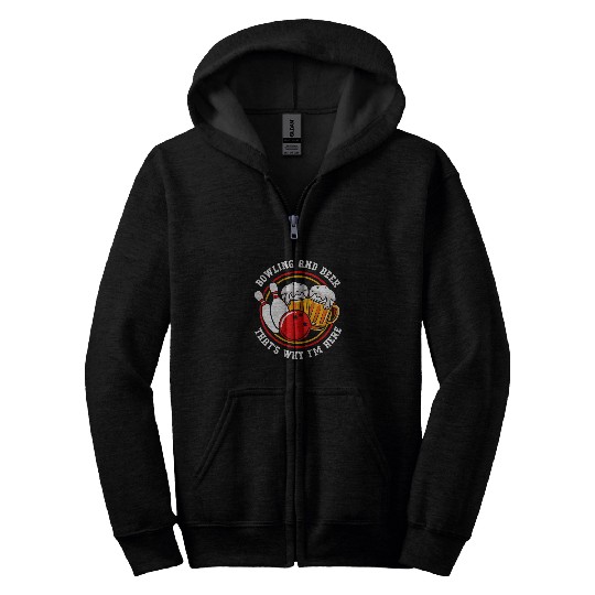 Beer And Bowling For Men Funny Bowling Team Zip Hoodies