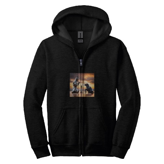 King being checkmated by knight Chess AI art Zip Hoodies