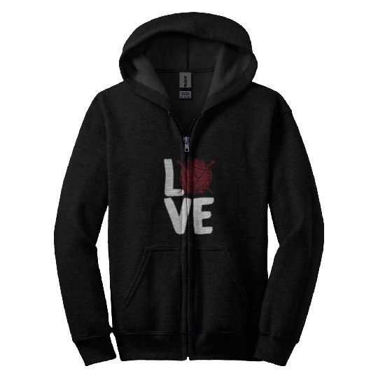 Love Knitting Tee Red Yarn Knitter Funny Unisex Tee Zip Hoodies