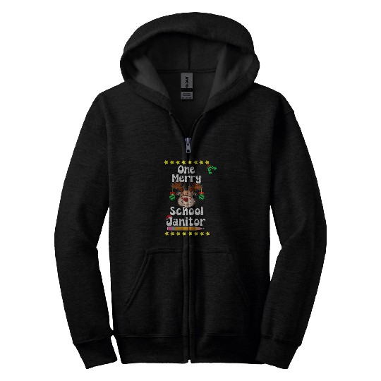 One Merry School Janitor Happy Christmas Faculty Jolly Zip Hoodies