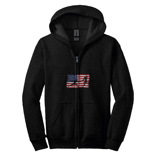 Fencing American USA flag Fencer Fence swordssplay 4th of July Zip Hoodies
