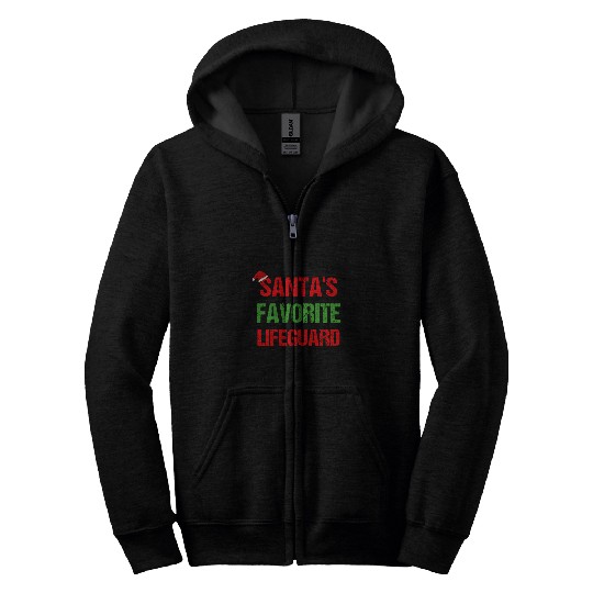 Santas Favorite Lifeguard Funny Ugly Christmas Zip Hoodies